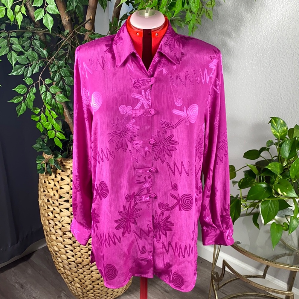 Christie & Jill pink floral blouse
